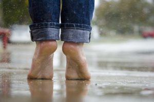 walking barefoot